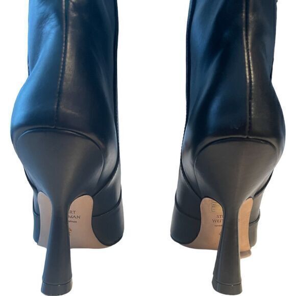 Stuart Weitzman Parton NWOB Tall Leather Calfskin Boot Size 5 Black - Picture 6 of 13